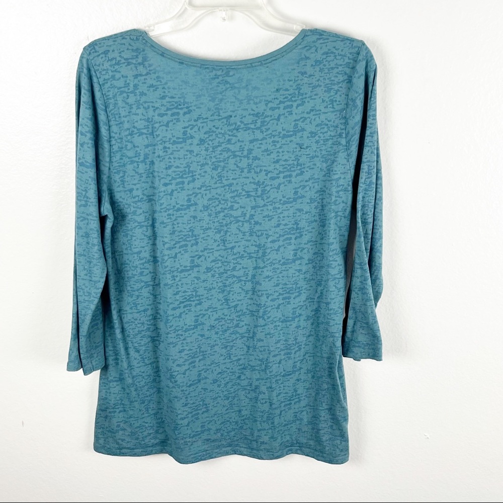 J. JILL 3/4 Sleeves Sheer Marled Burnout Top Large Mature Career Casual Neutral - Picture 2 of 7
